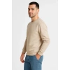Biçomi Erkek Üç İplik Düz Bisiklet Yaka SweatShirt - Bej