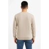 Biçomi Erkek Üç İplik Düz Bisiklet Yaka SweatShirt - Bej