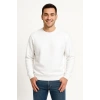 Biçomi Erkek Üç İplik Düz Bisiklet Yaka SweatShirt - Beyaz