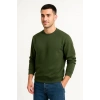 Biçomi Erkek Üç İplik Düz Bisiklet Yaka SweatShirt - Haki