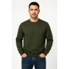 Biçomi Erkek Üç İplik Düz Bisiklet Yaka SweatShirt - Haki