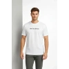 Biçomi Erkek Wafıl Kumaş Tişört Regular Kalıp Bisiklet Yaka Baskılı Günlük Basic T-Shirt - Beyaz