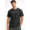 Biçomi Erkek Wafıl Kumaş Tişört Regular Kalıp Bisiklet Yaka Baskılı Günlük Basic T-Shirt - Siyah