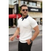 Biçomi Erkek Yaka Detaylı Desen Dokulu Triko Tişört