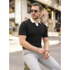 Biçomi Erkek Yaka Detaylı Desen Dokulu Triko Tişört