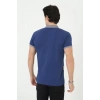 Biçomi Erkek Yakalı Slim Fit Baskılı T-Shirt - Mavi
