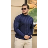 Biçomi Erkek Yarım Balıkçı Yaka Kabartma Desenli Triko