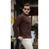 Biçomi Erkek Yarım Balıkçı Yaka Kabartma Desenli Triko