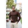 Biçomi Erkek Yarım Balıkçı Yaka Kabartma Desenli Triko