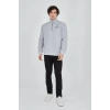Biçomi Erkek Yarım Fermuarlı Baskılı Sweat - Gri