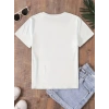 Biçomi Fiyonk Baskılı Oversize Bisiklet Yaka T-shirt - Beyaz