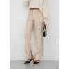 BİÇOMİ İspanyol yırtmaçlı paça deri pantolon bej hn