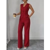 Biçomi Kadın Askılı önden Düğmeli Bluz Ve Pantolon Keten Ikili Takım