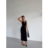 Biçomi Kadın Boyun Aksesuarlı Halter Yaka Maxi Boy Sandy Kumaş Elbise