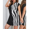 Biçomi Kadın Dokuma Viskon Kumaş V Yaka Zebra Desenli Elbise