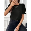 Biçomi Kadın Kısa Kollu Bisiklet Yaka Kolları Gipeli Ithal Krep Bluz