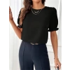 Biçomi Kadın Kısa Kollu Bisiklet Yaka Kolları Gipeli Ithal Krep Bluz