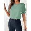Biçomi Kadın Kısa Kollu Bisiklet Yaka Kolları Gipeli Ithal Krep Bluz