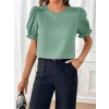 Biçomi Kadın Kısa Kollu Bisiklet Yaka Kolları Gipeli Ithal Krep Bluz
