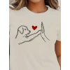 Biçomi Kadın Kısa Kollu Bisiklet Yaka Köpek Baskılı Viskon Bluz