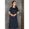 Biçomi Kadın Kısa Kollu Bisiklet Yaka Yırtmaçlı Viskon Iki Iplik Elbise