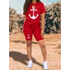 Biçomi Kadın Kısa Kollu çapa Baskılı Viskon Ikili Takım