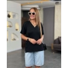 Biçomi Kadın Kısa Kollu V Yaka Bluz
