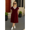 Biçomi Kadın Kısa Kollu V Yaka Ve Yaka Ribana Detay Midiboy Viskon Elbise