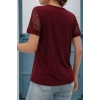 Biçomi Kadın Kısa Kollu V Yakalı Dantel Detaylı Viskon Bluz