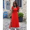 Biçomi Kadın Kısa Kollu V Yakalı Maksi Boy Viskon Elbise
