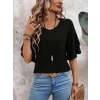 Biçomi Kadın Kısa Kollu V Yakalı Viskon Bluz