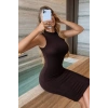 Biçomi Kadın Kolsuz Balıkçı Yaka Kısa Dalgıç Elbise