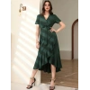 Biçomi Kadın Kruvaze Yaka Midi Boy Kuşaklı Krep Elbise 120 Cm