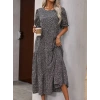 Biçomi Kadın Mini Leopar Desen Midi üç Kat Elbise