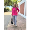 Biçomi Kadın Pembe Kapşonlu Etek Ucu Detay Arma Ters Dikiş Gorunumlu Ikili Takım