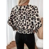 Biçomi Kadın Uzun Kollu Bisiklet Yaka Leopar Desenli Modal Bluz