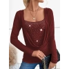 Biçomi Kadın Uzun Kollu Derin Degaje Yakalı Taşlı Sandy Bluz