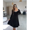 Biçomi Kadın Uzun Kollu Yuvarlak Yaka Midi Viskon Iki Iplik Elbise