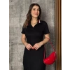 Biçomi Kadın Yaka Ribanalı Çift Yırtmaçlı Elbise