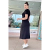 Biçomi Kadın Yaka Ribanalı Çift Yırtmaçlı Elbise
