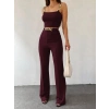 Biçomi Kadın Zincir Askılı Krop Ithal Krep Bluz Ve Pantolon Ikili Takım