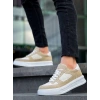 BİÇOMİ KB-X8 Kuback Bej Keten Süet Yüksek Taban Günlük Spor Ayakkabı