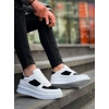 BİÇOMİ KB-X8 Kuback Beyaz Siyah Cilt Yüksek Taban Günlük Spor Ayakkabı