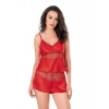 Bicomi Kırmızı Saten Babydoll Şort Takımı