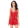 Bicomi Kırmızı Saten Babydoll Şort Takımı