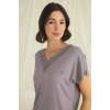 Bicomi Kısa Kollu V Yakalı Dantelli Pijama Takımı