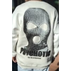 Biçomi Kışlık Bisiklet Yaka Baskılı SweatShirt - Beyaz