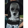 Biçomi Kışlık Bisiklet Yaka Baskılı SweatShirt - Siyah