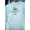 Biçomi Kışlık Bisiklet Yaka Ön Ve Arka Baskılı SweatShirt - Beyaz