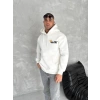 Biçomi Kışlık Üç İplik Kapşonlu SweatShirt - Beyaz